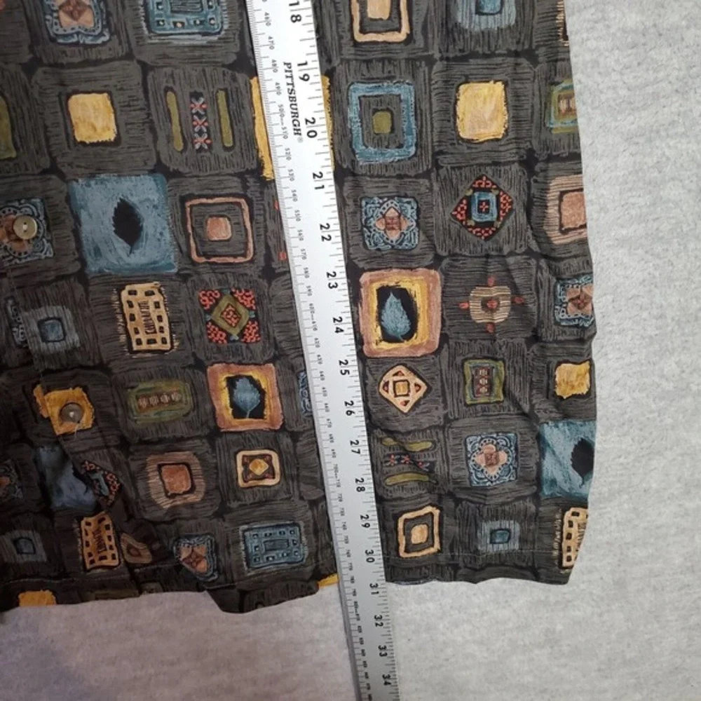 VINTAGE‎ Tori Richard Men Button Up Shirt XL Gray Geometric Made In Hawaii USA